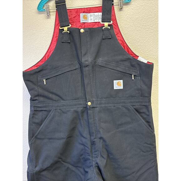 NWT Vtg Carhartt Men's 42X30 Black Bib Overalls Double Knee Duck Canvas Workwear - Picture 4 of 10